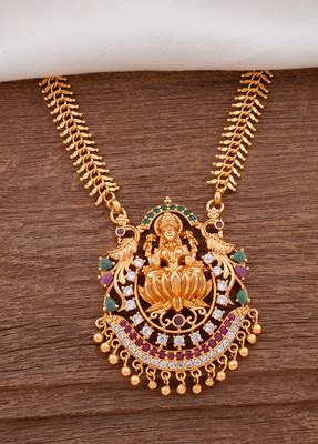 Golden necklace with big Laxmi pendant one gram gold 1
