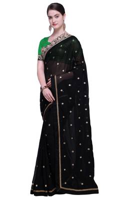 Black Embroidered Georgette Saree With Blouse 1