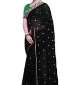 Black Embroidered Georgette Saree With Blouse