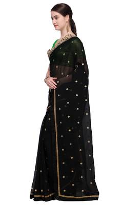 Black Embroidered Georgette Saree With Blouse 2