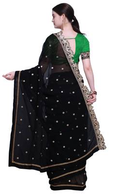 Black Embroidered Georgette Saree With Blouse 3