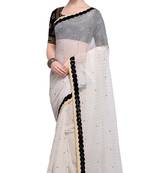 Off White Embroidered Georgette Saree With Blouse