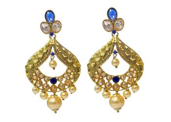 Blue Cubic Zirconia Polki Earrings 1