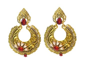 Red Cubic Zirconia Polki Earrings 1
