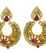 Red Cubic Zirconia Polki Earrings