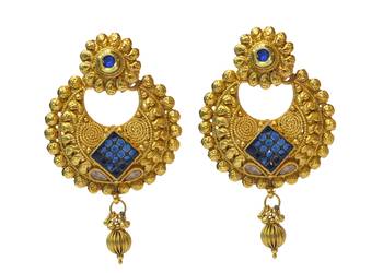 Blue Cubic Zirconia Polki Earrings 1