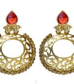Red Cubic Zirconia Polki Earrings