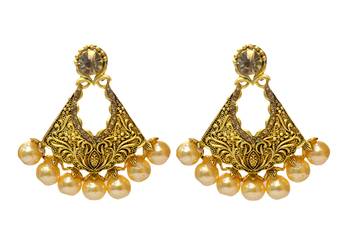 Gold Cubic Zirconia Polki Earrings 1