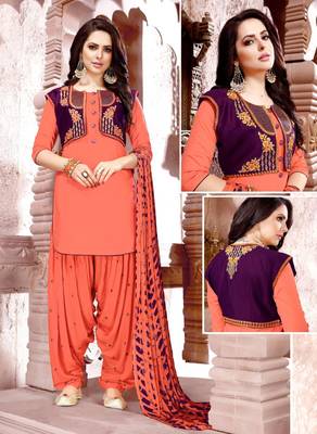 Orange embroidered cotton salwar 1