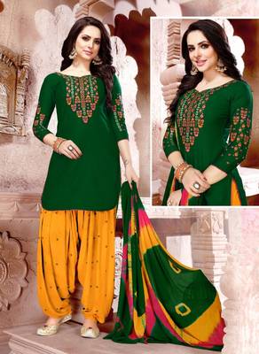 Green embroidered cotton salwar 1