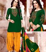 Green embroidered cotton salwar