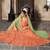 Orange Embroidered Organza Semi Stitched Lehenga With Dupatta