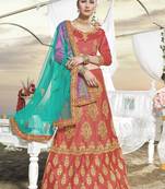Pink Embroidered Silk Semi Stitched Lehenga With Dupatta