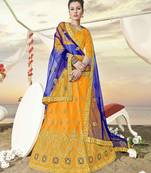 Yellow Embroidered Silk Semi Stitched Lehenga With Dupatta
