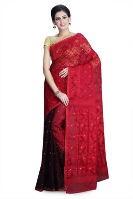 Red hand woven silk cotton saree  1