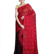 Red hand woven silk cotton saree 