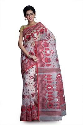 Red hand woven silk cotton saree  1