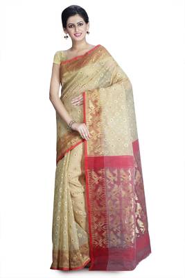 Golden hand woven silk cotton saree  1