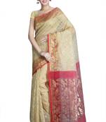 Golden hand woven silk cotton saree 
