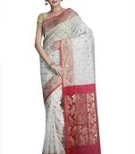 Off white hand woven silk cotton saree 