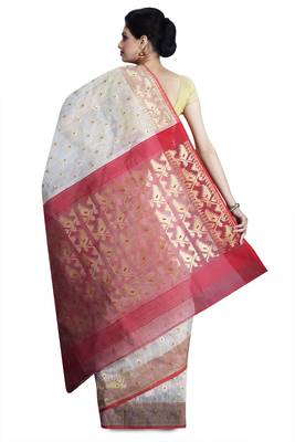 Off white hand woven silk cotton saree  2