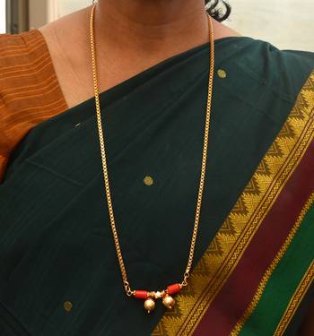 Golden mangalsutra with double vati LONG 30" one gram gold 1