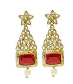 Red Cubic Zirconia Polki Earrings