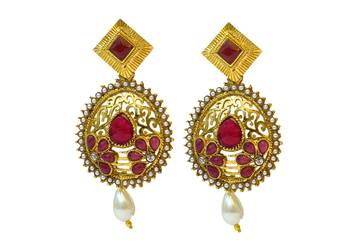 Ruby Cubic Zirconia Polki Earrings 1