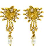 Golden Cubic Zirconia Polki Earrings