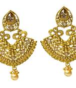 Golden Cubic Zirconia Polki Earrings
