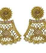 Golden Cubic Zirconia Polki Earrings