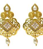 Golden Cubic Zirconia Polki Earrings