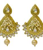 Golden Cubic Zirconia Polki Earrings