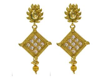 Golden Cubic Zirconia Polki Earrings 1