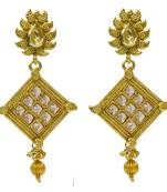 Golden Cubic Zirconia Polki Earrings