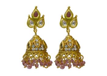 Ruby Cubic Zirconia Polki Earrings 1
