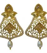 Golden Cubic Zirconia Polki Earrings