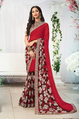 Green printed dupion saree with blouse 1