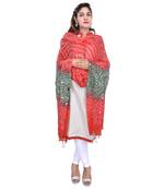 Orange Green Bandhej Hand Work Cotton Dupatta