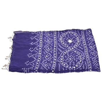 Blue Bandhej Cotton Hand Work Dupatta 4