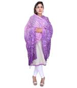 Purple Shaded Bandhej Cotton Hand Work Dupatta