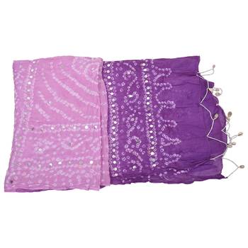 Purple Shaded Bandhej Cotton Hand Work Dupatta 5