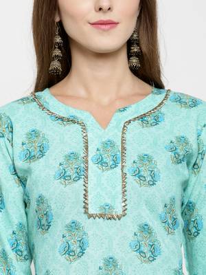 Indibelle Turquoise woven rayon kurti with sharara 2
