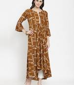 Indibelle Brown woven rayon kurti with trouser