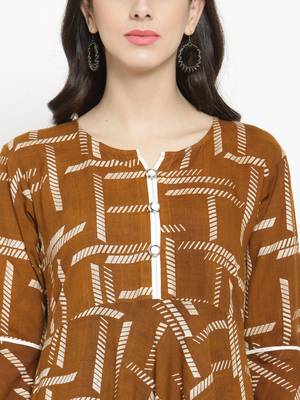 Brown woven rayon kurti with trouser 2