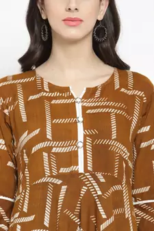 Brown woven rayon kurti with trouser