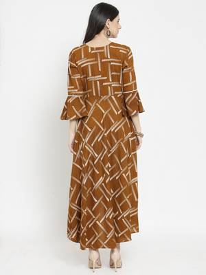 Brown woven rayon kurti with trouser 3