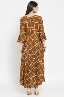 Brown woven rayon kurti with trouser