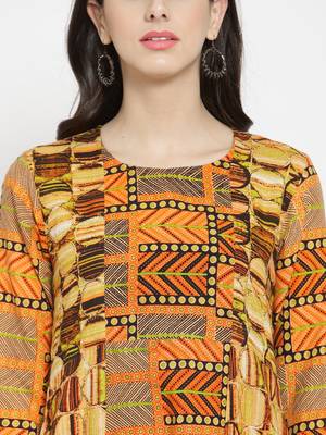 Indibelle Orange woven rayon kurti with trouser 2
