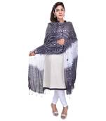 Black White Bandhej Cotton Hand Work Dupatta